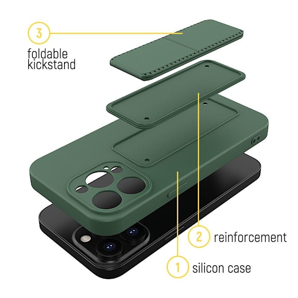 Wozinsky Kickstand Case Silikondeksel med stativ til Samsung Galaxy A72 4G Svart