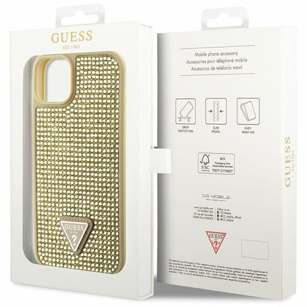 Guess GUHCP14MHDGTPD-deksel til iPhone 14 Plus 6.7 - Gull Rhinestone Triangle