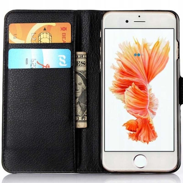 Litchi Case Cover För Iphone 6 6S Plus Svart Skydd
