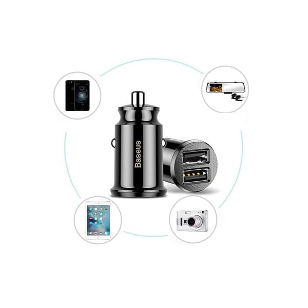 Baseus Grain Car Charger mini billader 2x USB 3.1A hvit (CCALL-ML02)