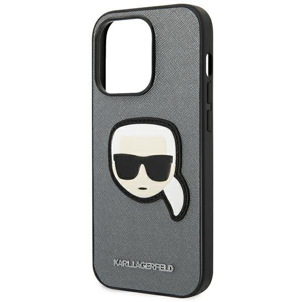 Karl Lagerfeld KLHCP14LSAPKHG iPhone 14 Pro 6.1 sølv/sølv hardt etui Saffiano Karls hodemerke