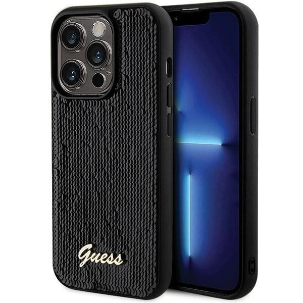 Guess Sequin Script metalldeksel til iPhone 13 Pro Max - Svart