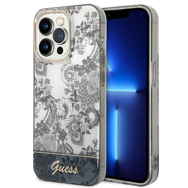 Guess GUHCP14LHGPLHG iPhone 14 Pro 6.1 grå/grå hardt etui porselenssamling