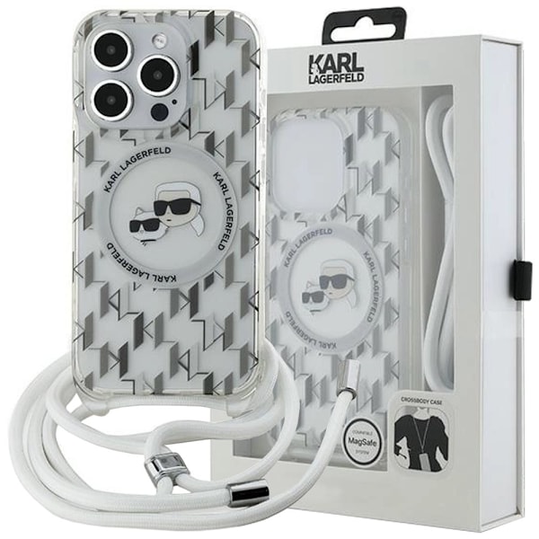Karl Lagerfeld IML Crossbody Monogram Karl & Choupette Head MagSafe-deksel til iPhone 15 Pro Max - Gjennomsiktig