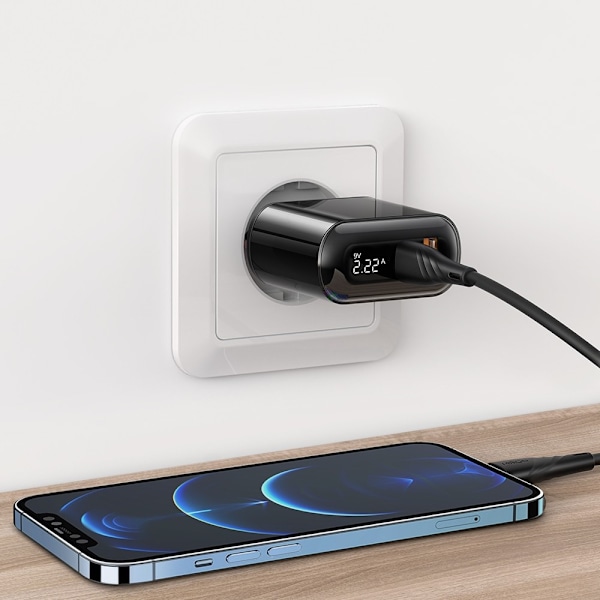 McDodo-nettladdare, universal, rask PD-nedlasting, 20W, 2xUSB, USB-C, LCD