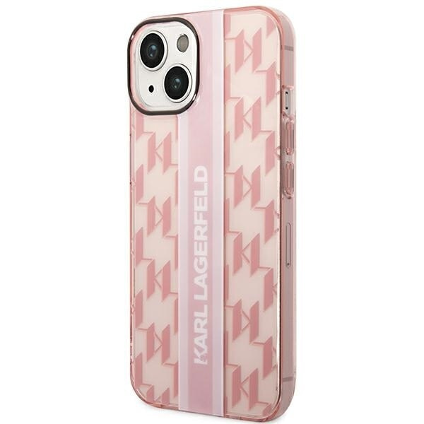 Karl Lagerfeld KLHCP14MHKLSPCP iPhone 14 Plus 6.7 hardt deksel rosa/rosa Mono vertikal stripe