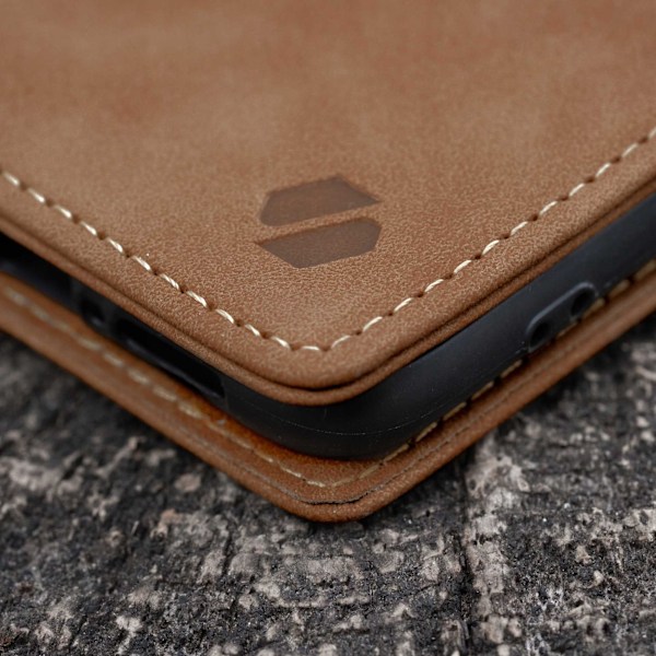 Spacecase Fodral Galaxy S21+ Plånboksfodral Ljusbrunt Läder