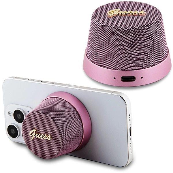 Guess magnetisk skrift metall Bluetooth-høyttaler - rosa
