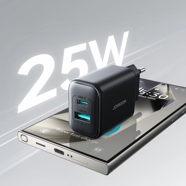 JOYROOM JR-TCF13 NETVÆRKSOPLADER USB-C / USB-A 25W SFC / PPS / PD - SORT