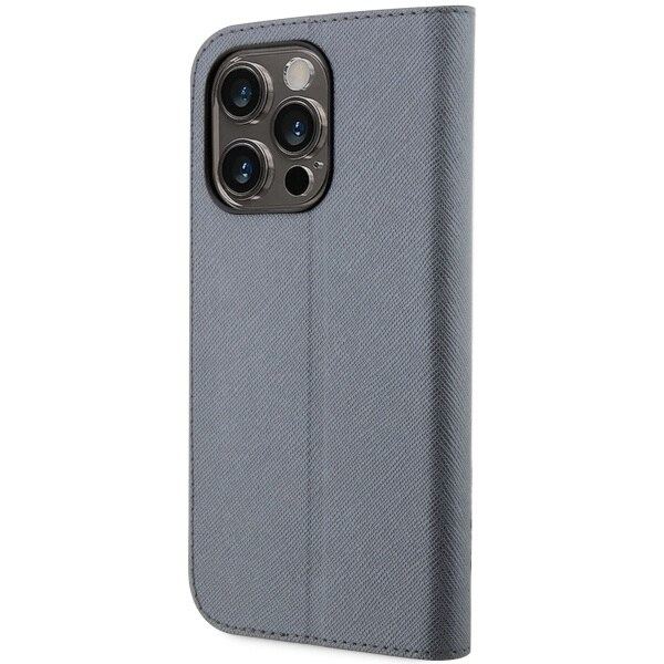 Karl Lagerfeld KLBKP14XSANKCPG-deksel til iPhone 14 Pro Max 6.7 bokhylle - sølv Saffiano Karl&Choupette