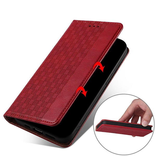Magnetisk stroppdeksel for Samsung Galaxy A52 / A52 5G / A52s 5G lommebok + anheng med minibånd rød