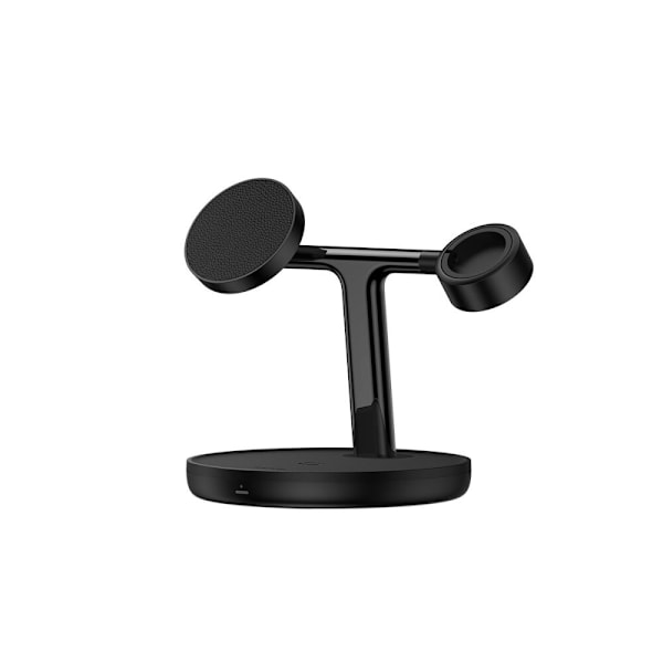 Baseus Swan induktiv lader (kompatibel med MagSafe) holder for iPhone, Apple Watch, AirPods + USB-C-kabel 1 m svart (WXTE000