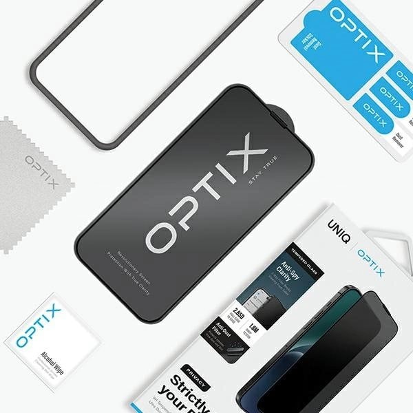 UNIQ Optix Privacy Tempered Glass for iPhone 15/14 Pro med applikator