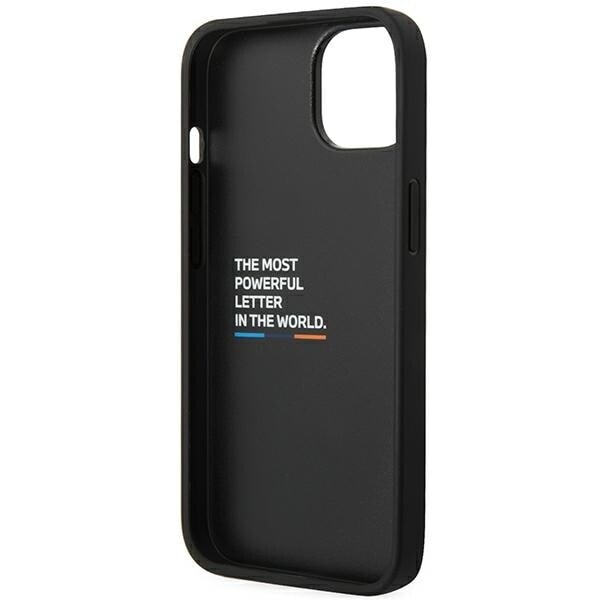 BMW LÆDER CARBON ETUI TIL IPHONE 14 PLUS - SORT