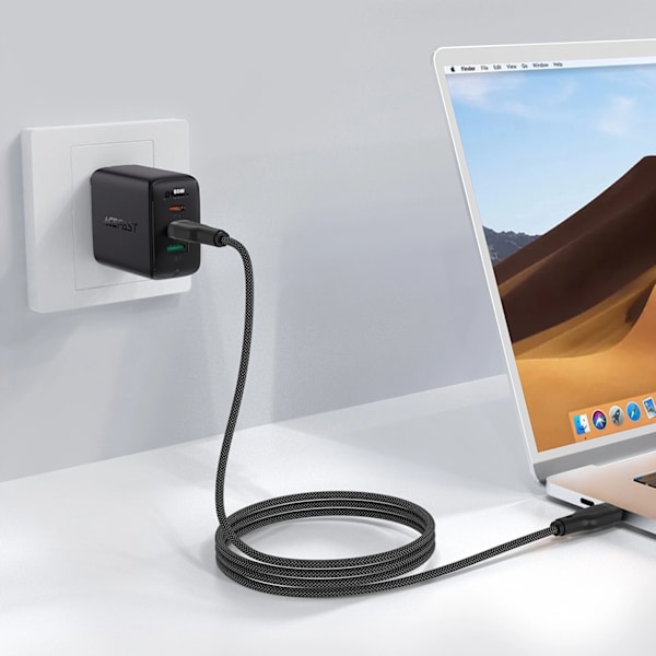 ACEFAST C8-03 USB-C / USB-C 60W 3A KABEL - SORT