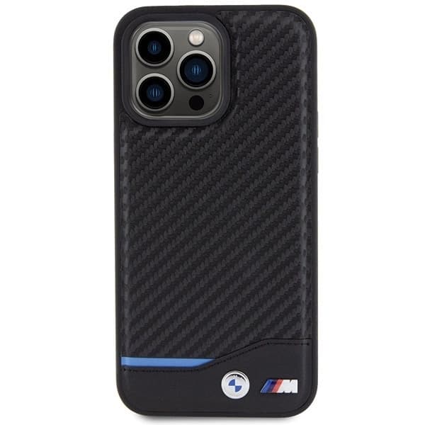 BMW LÆDER CARBON COVER TIL IPHONE 15 PRO MAX - SORT