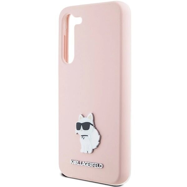 KARL LAGERFELD SILIKONE CHOUPETTE METAL PIN ETUI TIL SAMSUNG GALAXY S23+ - PINK