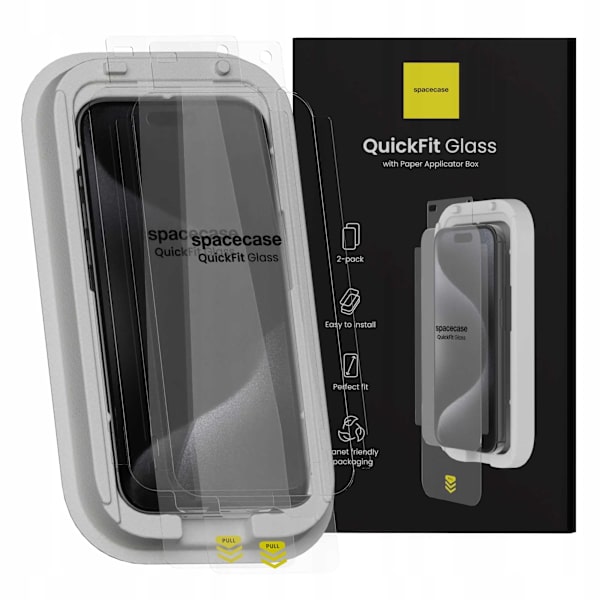 Spacecase Quickfit Härdat Glas För Iphone 15 Pro Max Skärmskydd