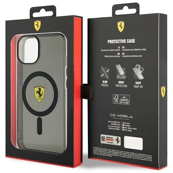 FERRARI TRANSLUCENT MAGSAFE ETUI TIL IPHONE 14 PLUS - SORT