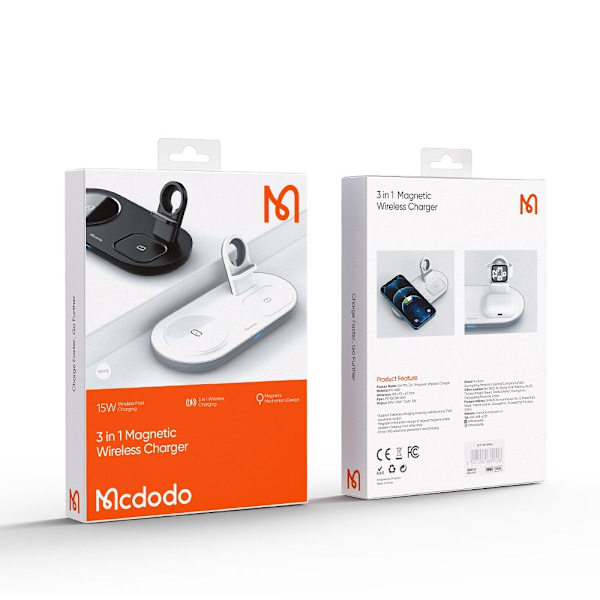 Mcdodo Dockningsstation, 3-i-1 laddare för iPhone, Airpods, Klocka, svart