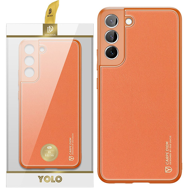 Dux Ducis Yolo stilig deksel med økologisk skinndeksel til Samsung Galaxy S22 oransje