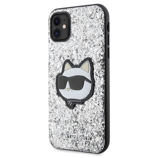 KARL LAGERFELD GLITTER CHOUPETTE PATCH COVER TIL IPHONE 11 / XR - SØLV