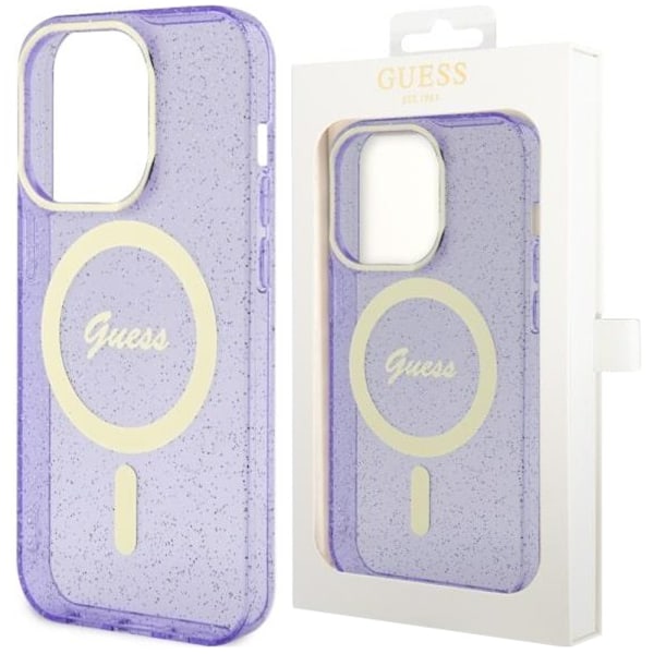 Guess GUHMP14MHCMCGU-deksel til iPhone 14 Plus 6.7 lilla/lilla hardt deksel Glitter Gold MagSafe