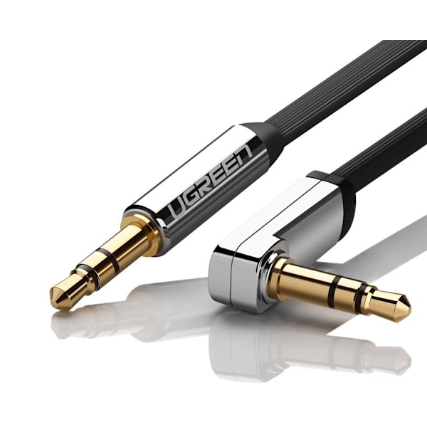 Ugrønn flatkabel AUX lydkabel 3,5 mm minijack 5m sølv (10728)