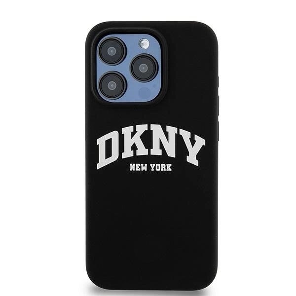 DKNY flytende silikon Hvit trykt logo MagSafe-deksel til iPhone 13 Pro / 13 - Svart