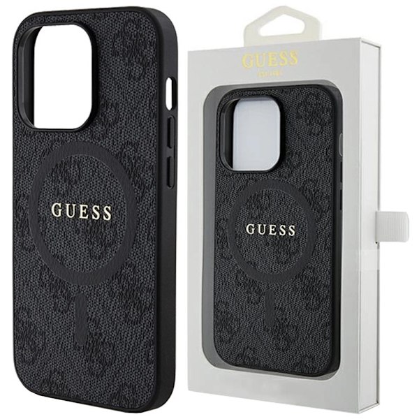 Guess 4G Collection Leather Metal Logo MagSafe-deksel til iPhone 11 / XR - Svart
