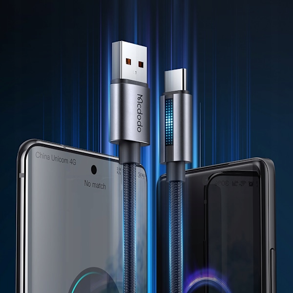 MCDODO USB-C SNABBLADDNINGSKABEL FÖR SAMSUNG XIAOMI TYP C 6A 100W 1M LED