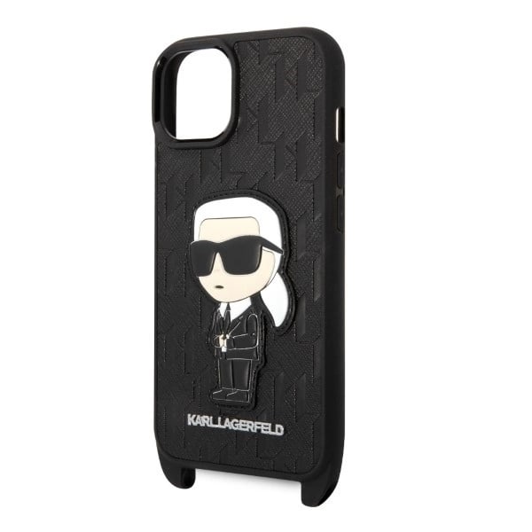 KARL LAGERFELD MONOGRAM IKONIK PATCH COVER TIL IPHONE 14 PLUS - SORT