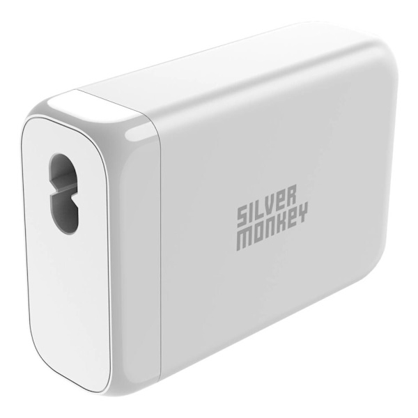 Silver Monkey SMA152 130 W GaN-lader 3xUSB-C PD USB-A QC 3.0 med avtakbar strømledning - hvit