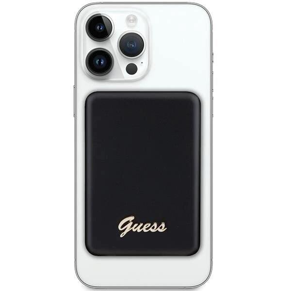 Guess MagSafe Metal Script Logo induksjonsstrømforsyning 5W 3000mAh - svart