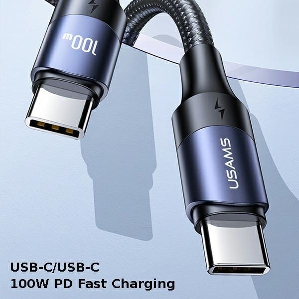 USAMS-kabel U71 USB-C till USB-C 1,2m 100W PD Snabbladdning svart/svart SJ524USB01 (US-SJ524)