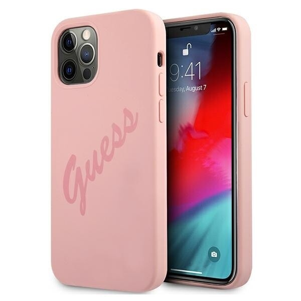 Guess GUHCP12LLSVSPI iPhone 12 Pro Max 6.7 rosa/rosa hardt deksel Script Vintage