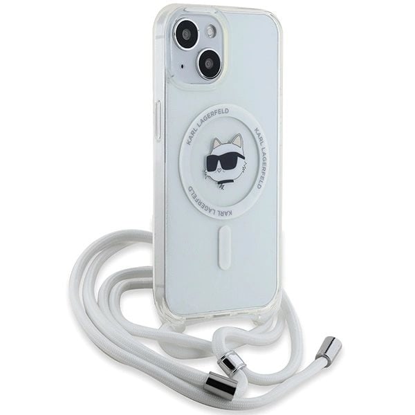 Karl Lagerfeld IML Choupette Head&Cord MagSafe beskyttelsesveske til iPhone 15/14/13 - Gjennomsiktig