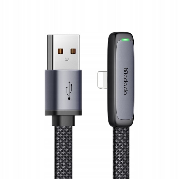 MCDODO ANGLE USB LIGHTNING CABLE 36W IPHONE 12 13 14 SVART 2M