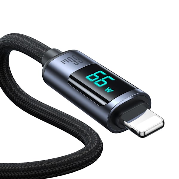 USB C - USB A-kabel 66W 1,2m med LED-skjerm Joyroom S-AC066A16 - svart