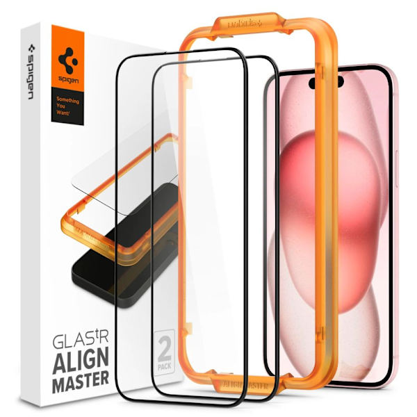HÆRDET GLAS SPIGEN ALM GLASS FC 2-PACK IPHONE 15 PLUS SORT
