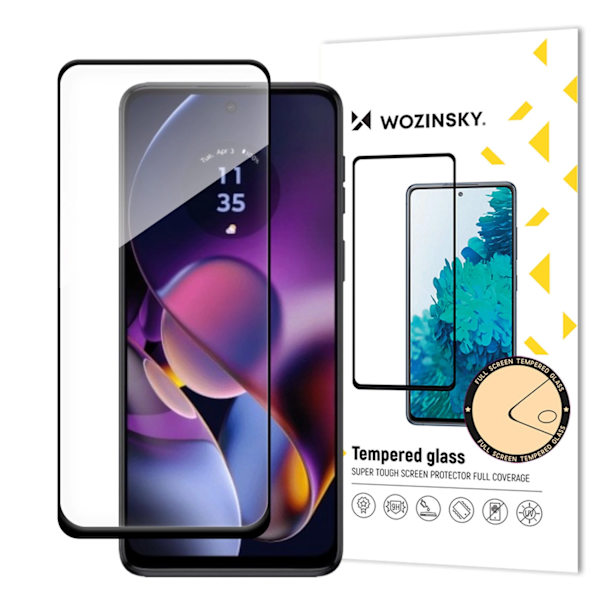 WOZINSKY HÆRDET GLAS FULL GLUE TIL MOTOROLA MOTO G54 FULD SKÆRM MED RAMME - SORT