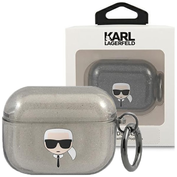 KARL LAGERFELD GLITTER KARL'S HEAD ETUI TIL AIRPODS PRO - SORT