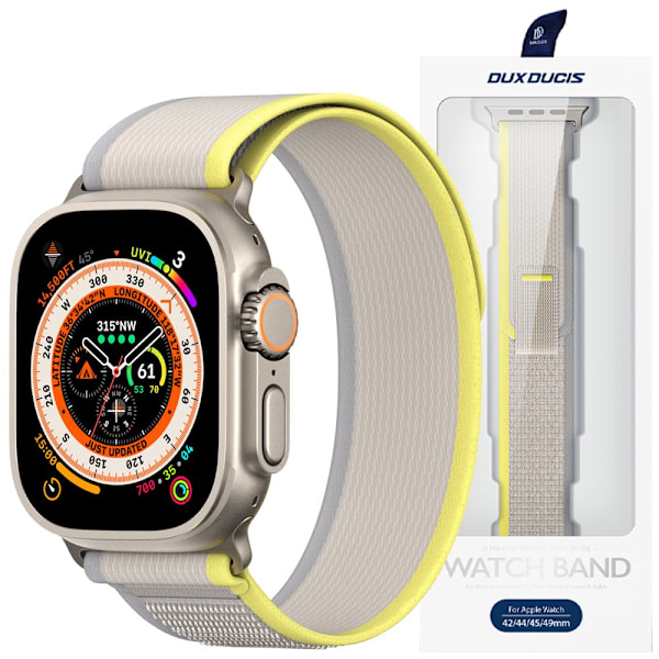 Sport borrelåsrem for Apple Watch Ultra / 8 / 7 / 6 / SE / 5 / 4 / 3 / 2 / 1 (42, 44, 45, 49 mm) Dux Ducis-rem YJ-versjon - gul-beige