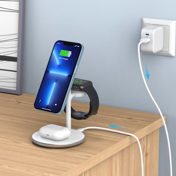 Choetech 3-i-1 induktiv ladestasjon for iPhone 13.12.14, AirPods Pro, Apple Watch svart (T585-F)