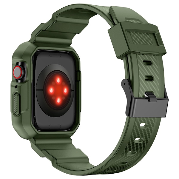 Kingxbar CYF106 2-i-1 pansret veske for Apple Watch SE 8, 7, 6, 5, 4, 3, 2, 1 (41, 40, 38 mm) med stropp grønn
