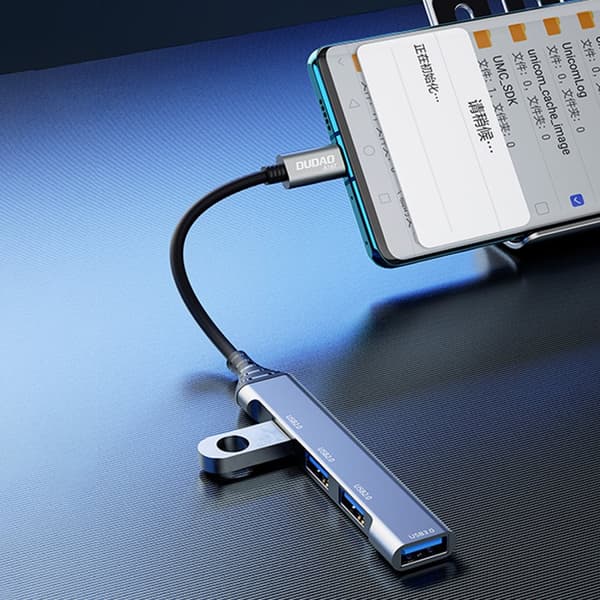 DUDAO HUB 4IN1 USB-C - 4X USB-A (3 X USB2.0 / USB3.0) 6,3 CM SORT