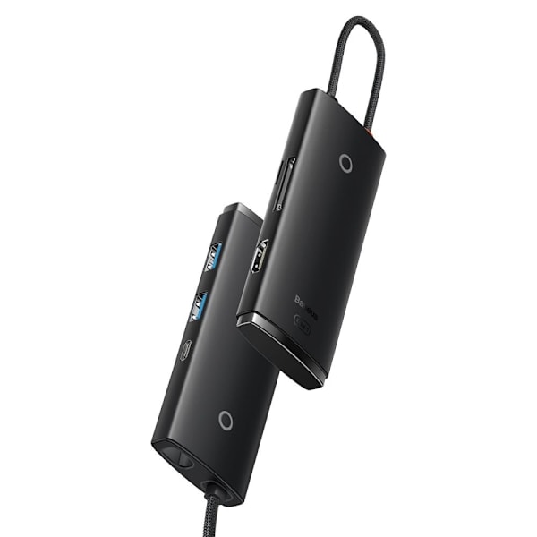 Baseus Lite Series Multifunksjon USB Type C HUB - 2 x USB 3.0 / USB Type C PD / HDMI 1.4 / SD/TF Svart (WKQX050101)