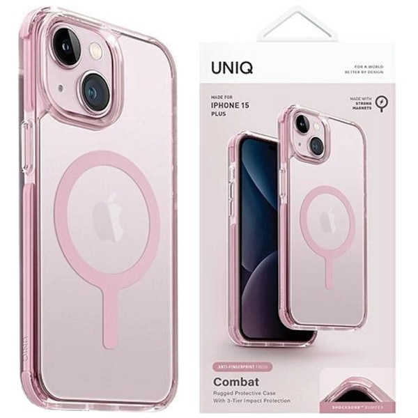 UNIQ COMBAT MAGCLICK OPLADNINGSETUI TIL IPHONE 15 PLUS / 14 PLUS - PINK