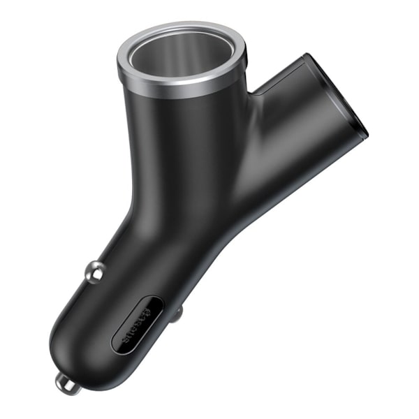 Baseus Y Type Billader billader 2x USB + sigarettennertilkobling 3,4A svart (CCALL-YX01)