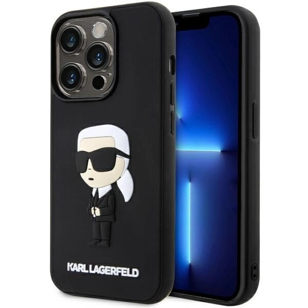 KARL LAGERFELD RUBBER IKONIK 3D ETUI TIL IPHONE 14 PRO - SORT